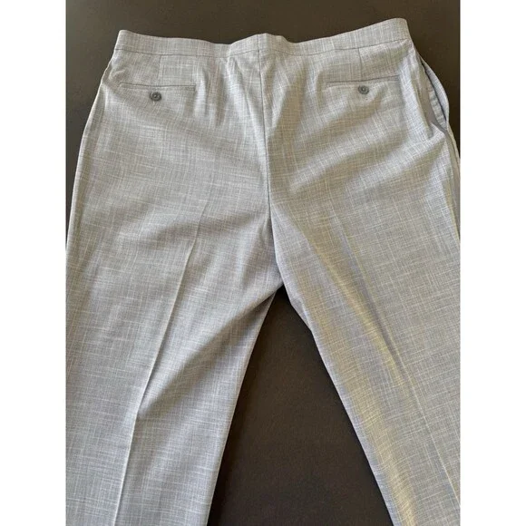 Tre Vero Modern Fit dress pants Flat Front Tuxedo Striped size 42L Gray Unhemmed